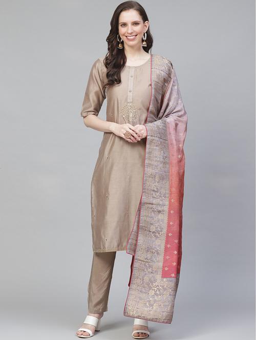 embroidered unstitched suit set - 17792832 - Very Small Image - 1