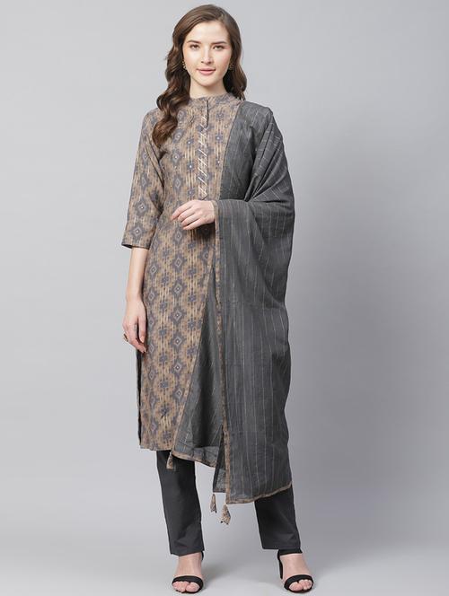 multi colored unstitched suit - 17792857 - Very Small Image - 1