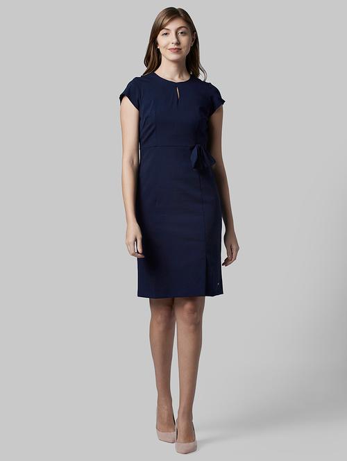 key hole neck solid sheath dress - 17793013 - Very Small Image - 1