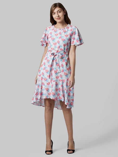 tie front floral a-line dress - 17793037 - Very Small Image - 1