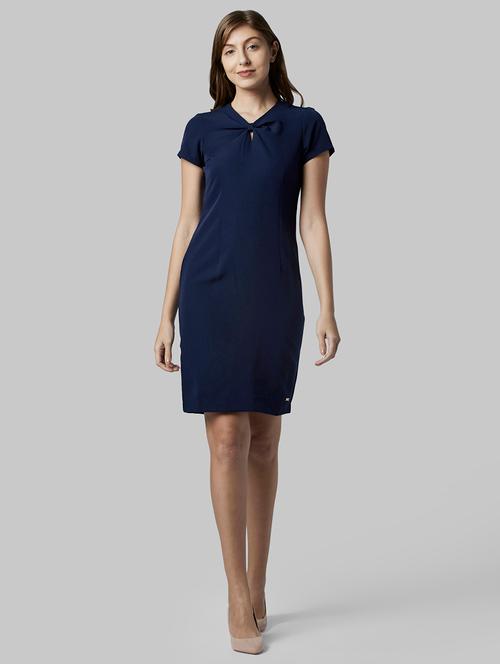v-neck solid straight dress - 17793044 - Very Small Image - 1