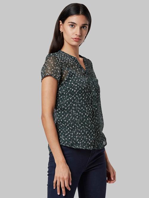 mandarin neck floral top - 17793179 - Very Small Image - 1