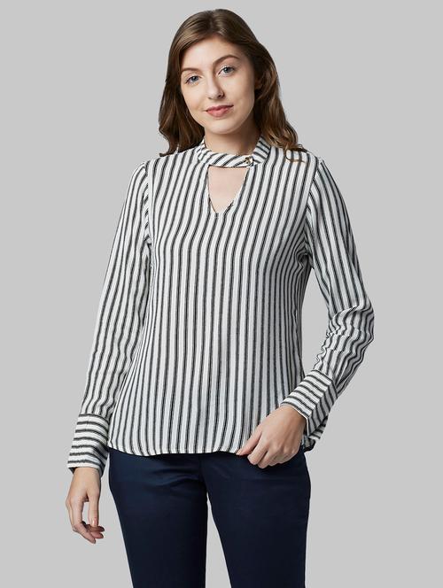 key hole neck striped top - 17793209 - Very Small Image - 1