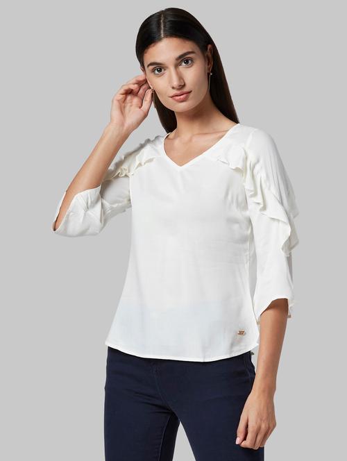 v-neck frill detail top - 17793211 - Very Small Image - 1