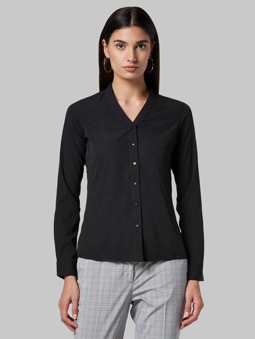 v-neck solid top - 17793332 - Very Small Image - 1