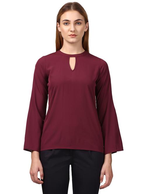 key hole neck bell sleeved top - 17793340 - Very Small Image - 1