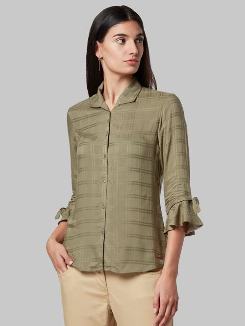 tie knot sleeved checkered top - 17793369 - Very Small Image - 1