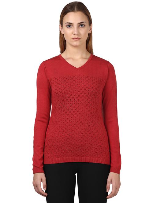 v-neck self design pullover - 17793410 - Very Small Image - 1