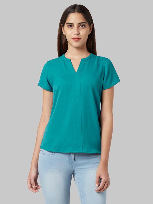 notch neck solid top - 17793413 - Very Small Image - 1