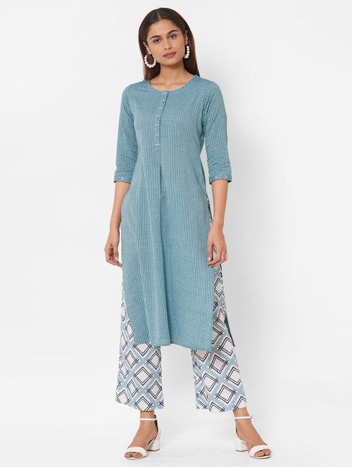 printed kurta palazzo set - 17793517 - Very Small Image - 1