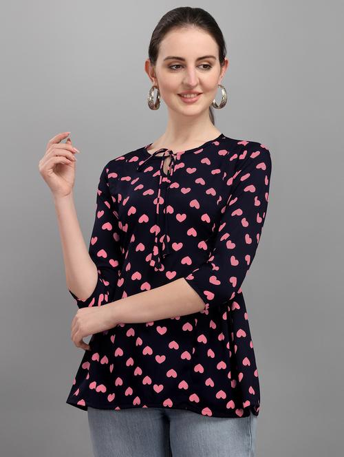 tie up neck printed top - 17793635 - Very Small Image - 1