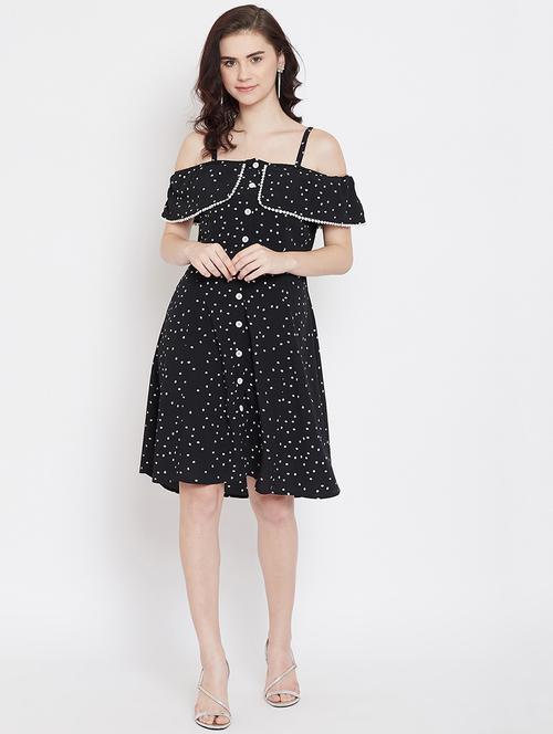 cold shoulder printed a-line dress - 17793810 - Very Small Image - 1