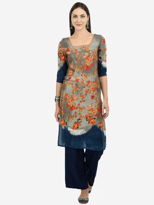 floral kurta with jacket - 17793892 - Very Small Image - 1