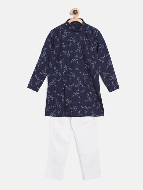 navy blue printed kurta pajama set - 17793952 - Very Small Image - 1