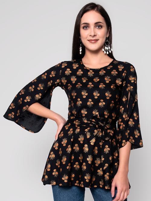 slit sleeved floral top - 17793983 - Very Small Image - 1