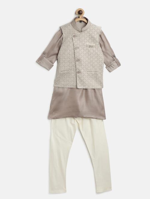 grey solid kurta pajama set - 17794023 - Very Small Image - 1