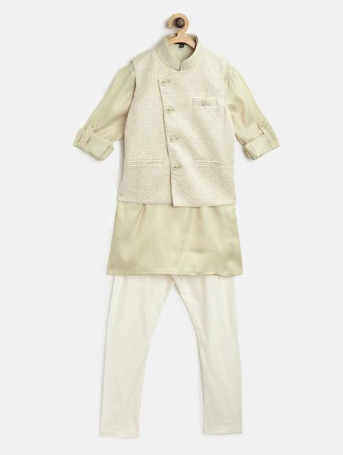green solid kurta pajama set - 17794024 - Very Small Image - 1