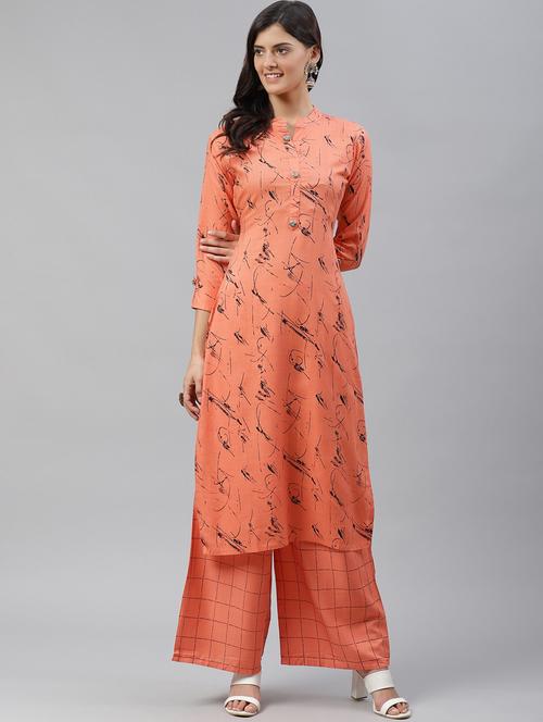 printed kurta palazzo set - 17794544 - Very Small Image - 1