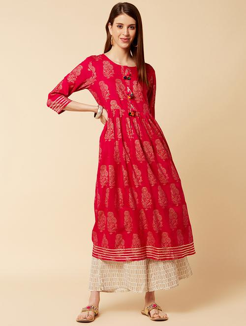 printed flared kurta - 17795058 - Very Small Image - 1