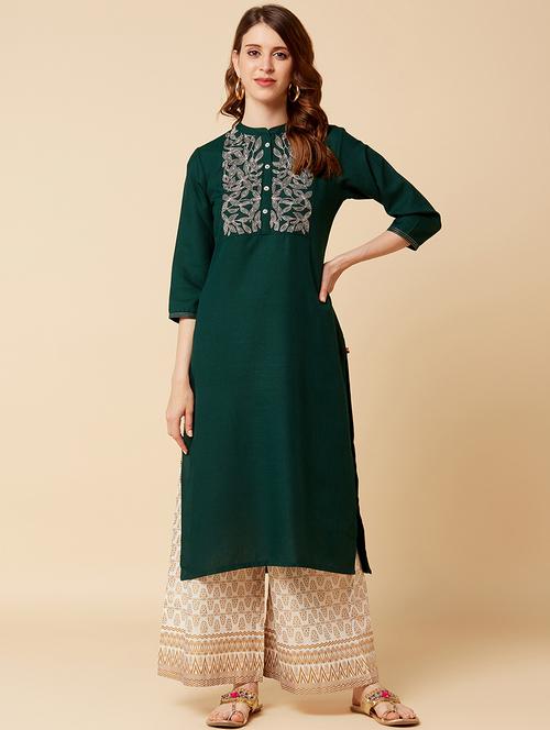 embroidered kurta palazzo set - 17795067 - Very Small Image - 1