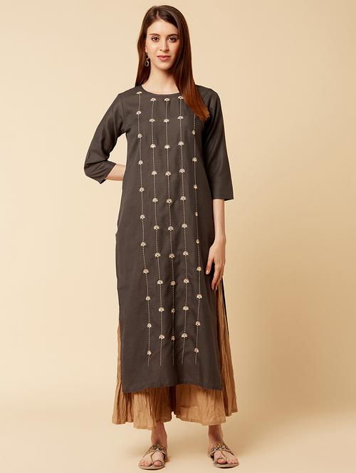 embroidered kurta palazzo set - 17795086 - Very Small Image - 1