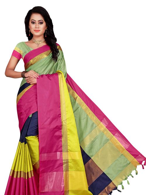 cotton silk saree with cotton blouse - 17795095 - Very Small Image - 1
