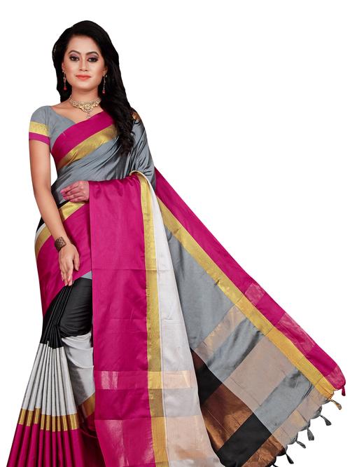 cotton silk saree with cotton blouse - 17795097 - Very Small Image - 1