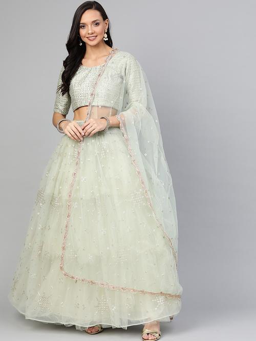 green net aline lehenga - 17795512 - Very Small Image - 1