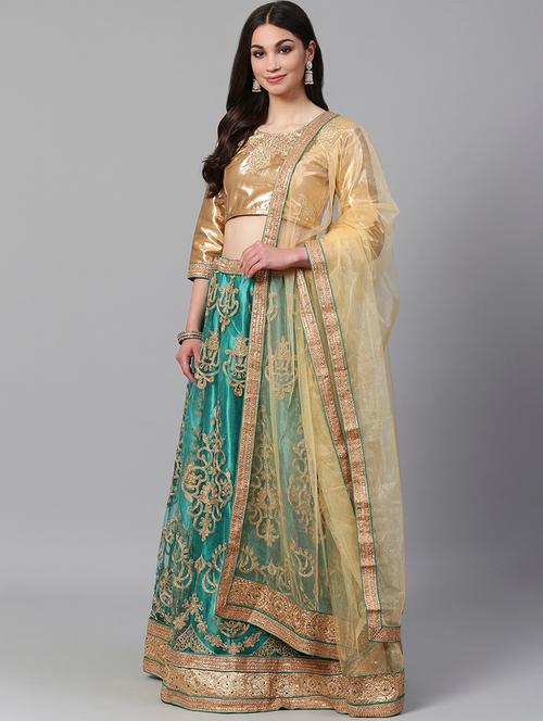 green net aline lehenga - 17795584 - Very Small Image - 1