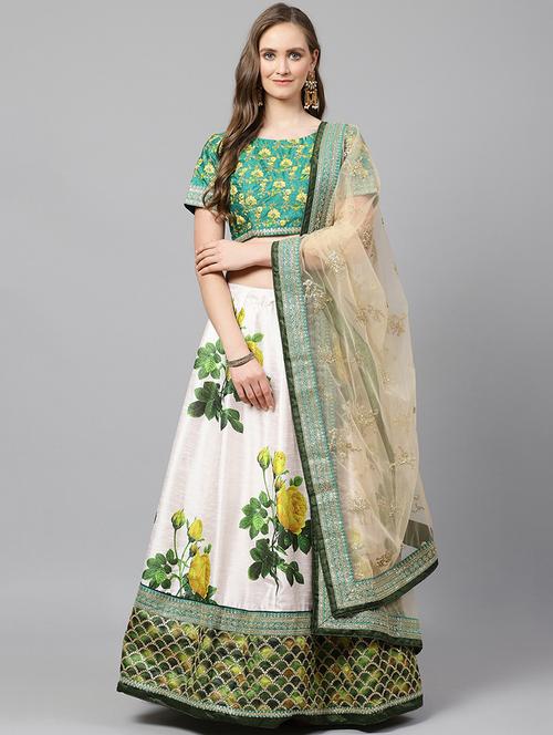 off white art silk aline lehenga - 17795598 - Very Small Image - 1