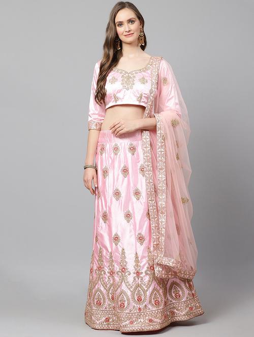 pink satin aline lehenga - 17795605 - Very Small Image - 1