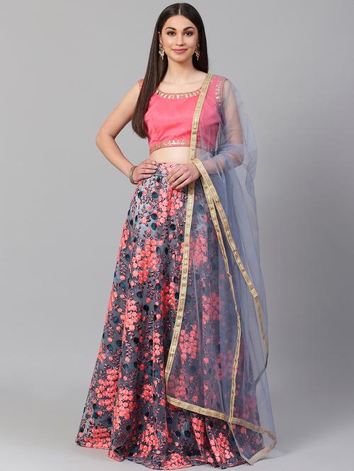 grey net aline lehenga - 17795622 - Very Small Image - 1