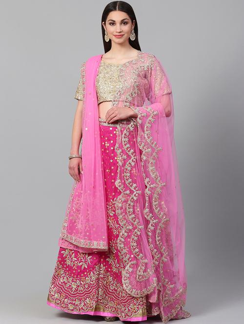 pink art silk aline lehenga - 17795625 - Very Small Image - 1