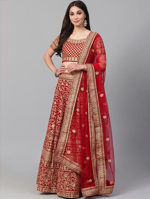 red velvet aline lehenga - 17795636 - Very Small Image - 1