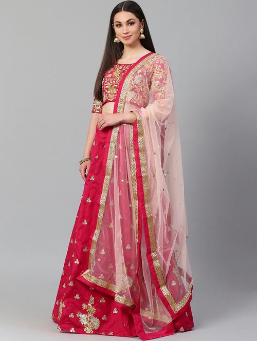 pink art silk aline lehenga - 17795638 - Very Small Image - 1
