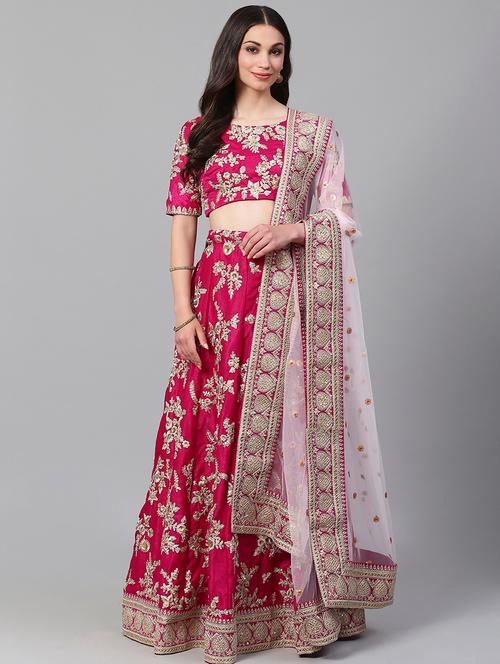 pink poly silk aline lehenga - 17795669 - Very Small Image - 1