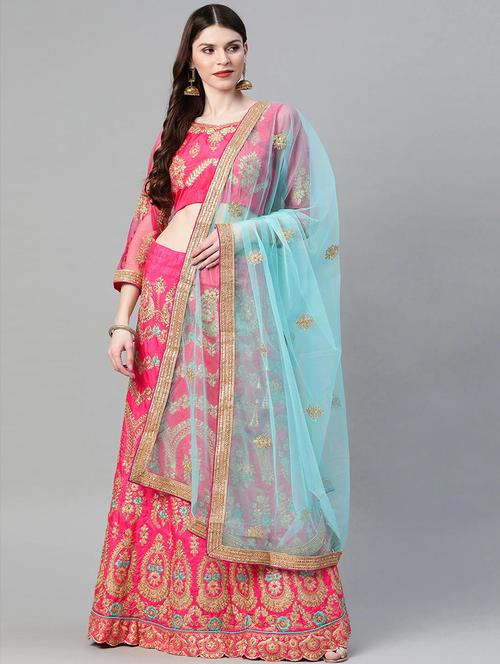 pink art silk aline lehenga - 17795745 - Very Small Image - 1