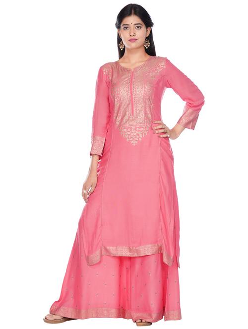 foil print kurta palazzo set - 17796286 - Very Small Image - 1