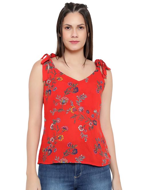 tie knot sleeved floral top - 17796664 - Very Small Image - 1