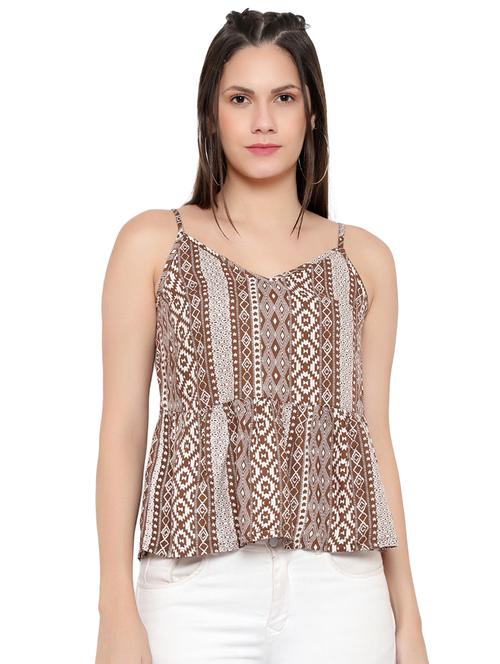 cami neck printed peplum top - 17796667 - Very Small Image - 1