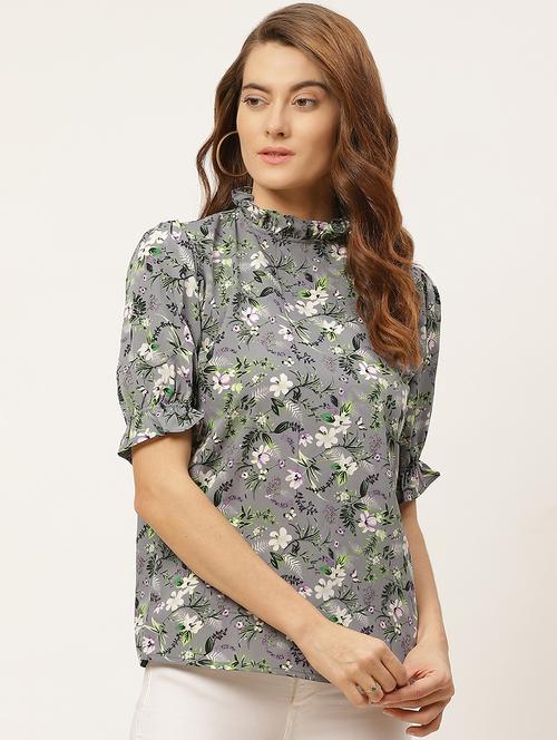 mock neck floral top - 17796741 - Very Small Image - 1