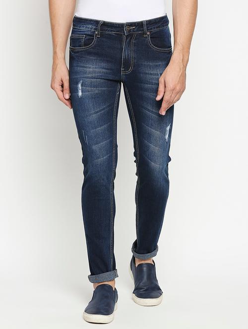 dark blue light washed ripped denim jeans - 17797214 - Very Small Image - 1