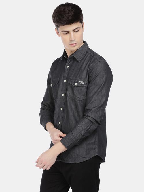 black solid casual shirt - 17797750 - Very Small Image - 1