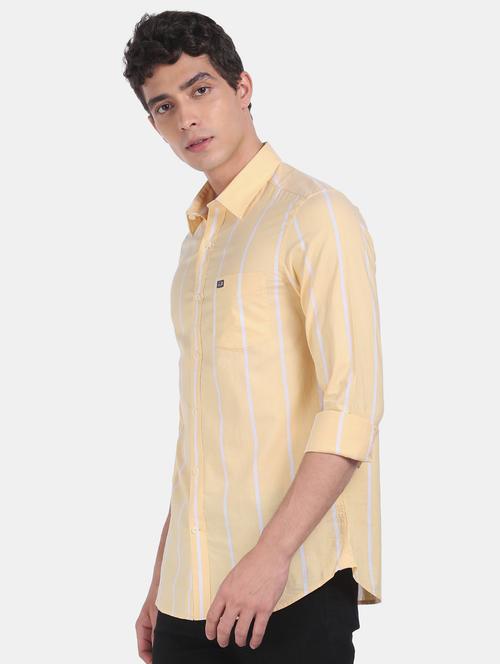 yellow striped casual shirt - 17797762 - Very Small Image - 1