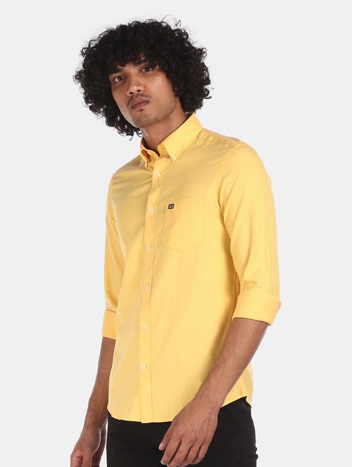 yellow solid casual shirt - 17797772 - Very Small Image - 1