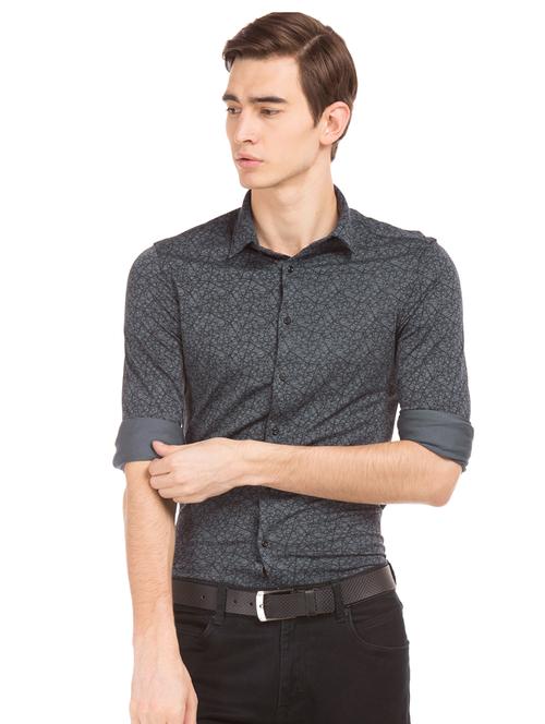 grey printed casual shirt - 17797817 - Very Small Image - 1