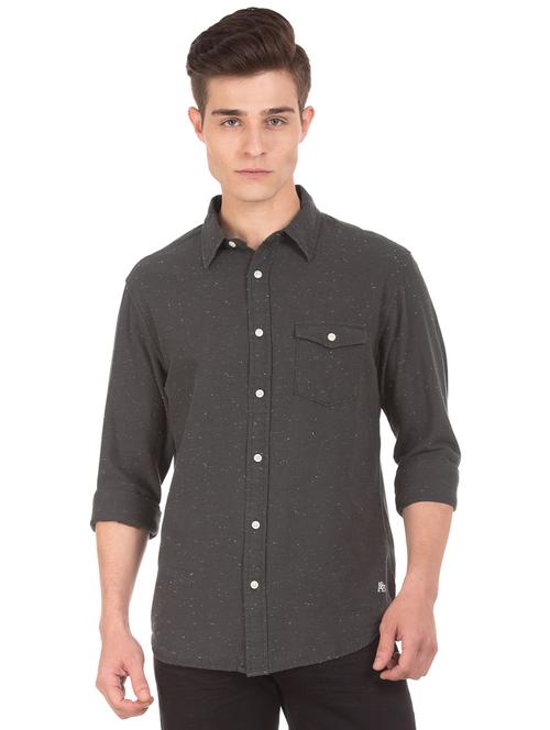 grey self design casual shirt - 17798002 - Very Small Image - 1