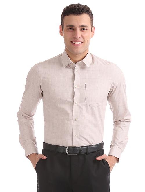 beige checkered casual shirt - 17798086 - Very Small Image - 1