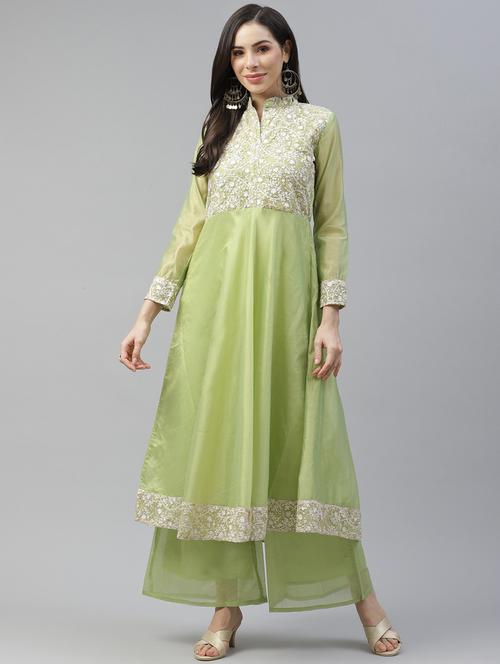 embroidered kurta palazzo set - 17798114 - Very Small Image - 1