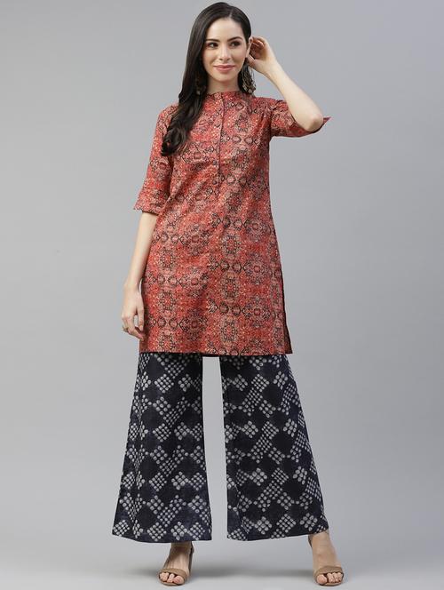 printed kurta palazzo set - 17798117 - Very Small Image - 1
